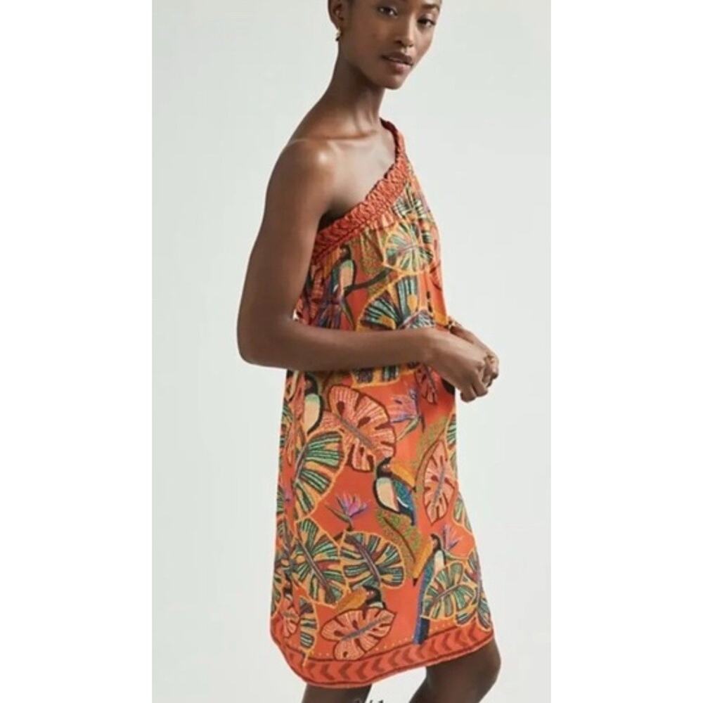 Farm Rio Anthropologie Dress One Shoulder Sz X-Large Multi A001897 - Picture 2 of 11